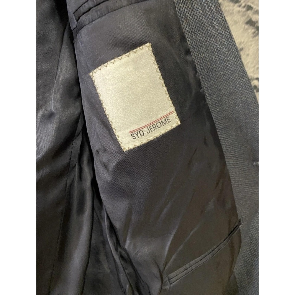 Syd Jerome Blazer‎ Mens 42R Gray Blue Wool Made in Italy Zegna Cloth Sport Coat - Picture 12 of 16